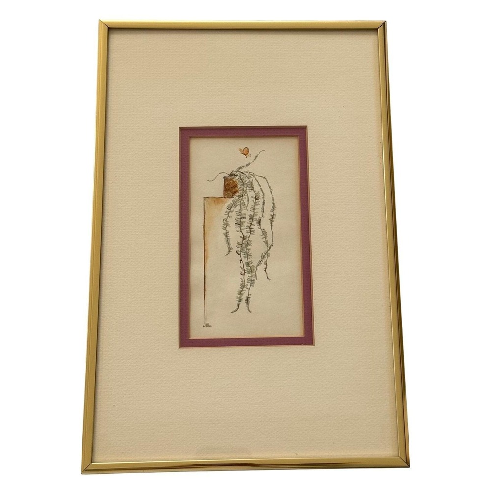 Signed "Jill" Framed Botanical Wall Art Illustration – Gold Frame 10x14-Painting